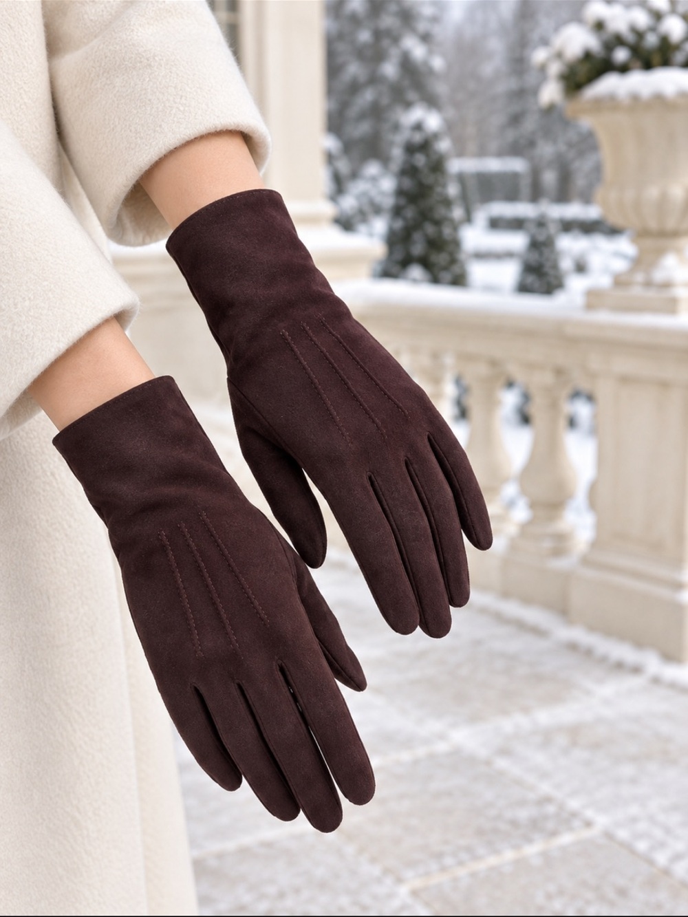 Beautiful Vintage Dark Brown Suede Women's Opera Gloves❤️7.5